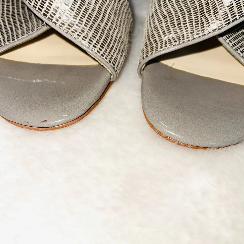 Calvin Klein Jill Silver Metallic Snakeskin Slingback Block Heels 6 Women’s - Picture 2 of 13